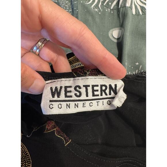 Western Connection Size Large Slinky Top Stretch Rose Hat Lady 90s Cowgirl Boho - Picture 4 of 7